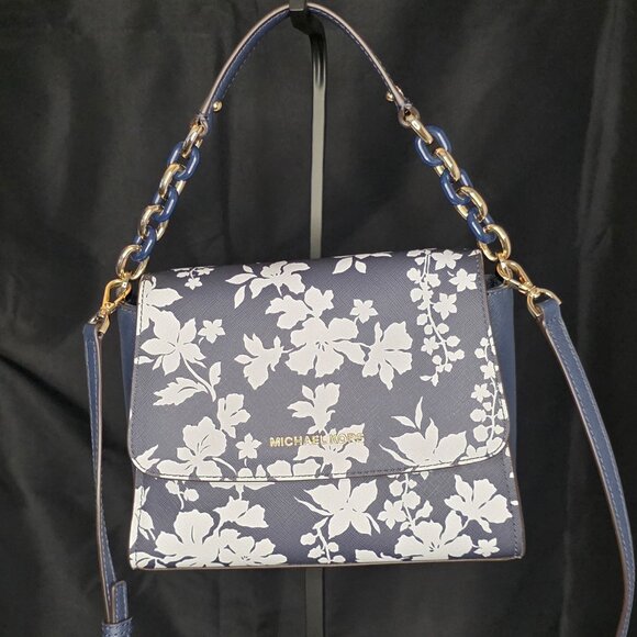 Michael Kors Handbags - Michael Kors Navy and White Floral Handbag